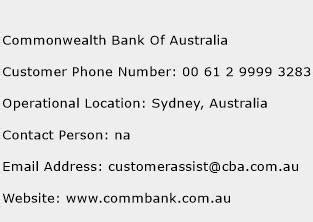 commonwealth bank toll free number.